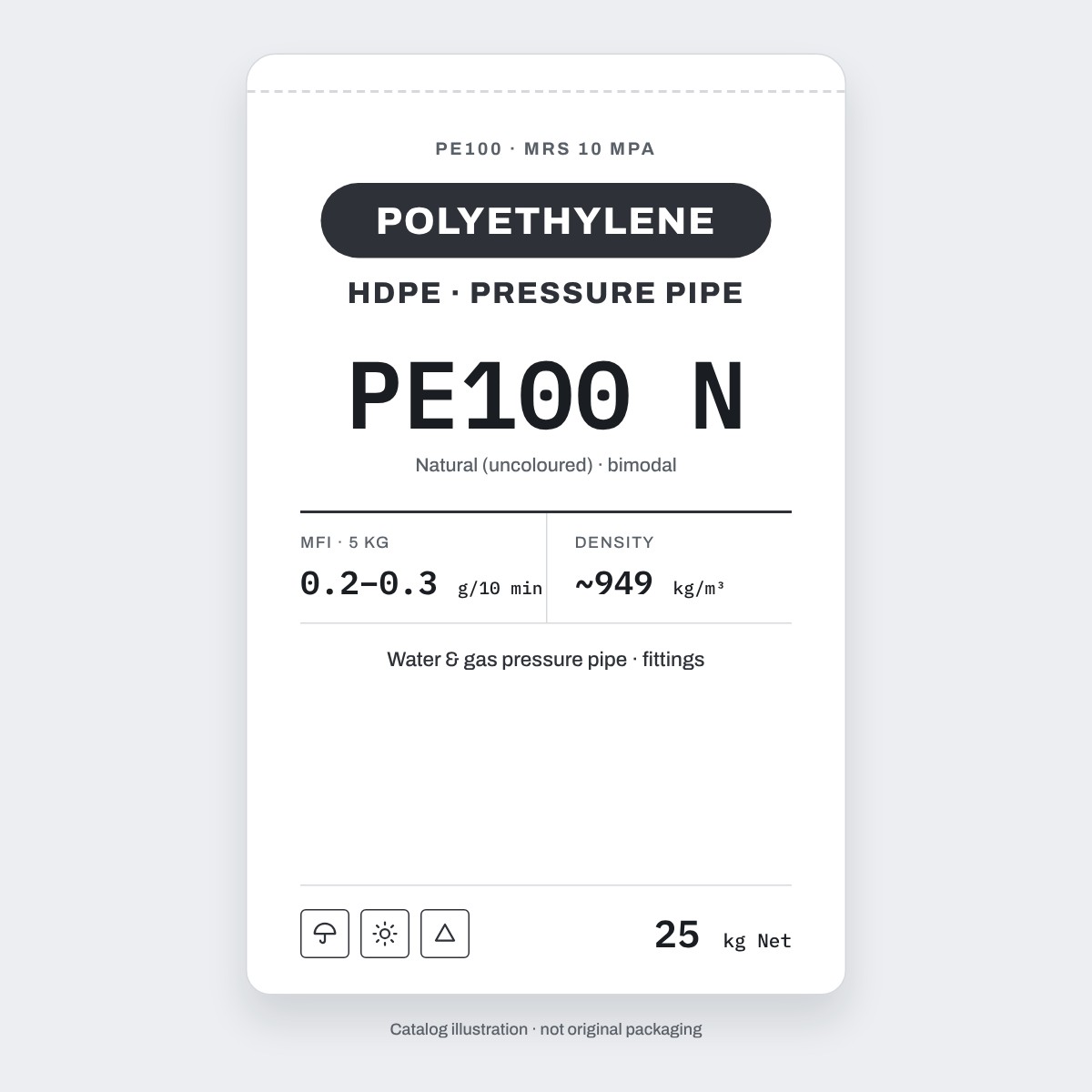 HDPE PE100 N (натуральный) — марка для напорных труб